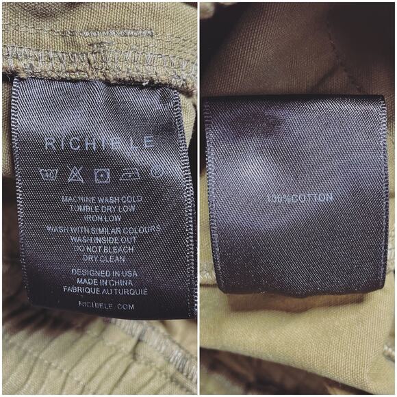 RICHIE LE Heavy Cotton Canvas Cargo Pants in Olive Green Size M - Picture 8 of 8